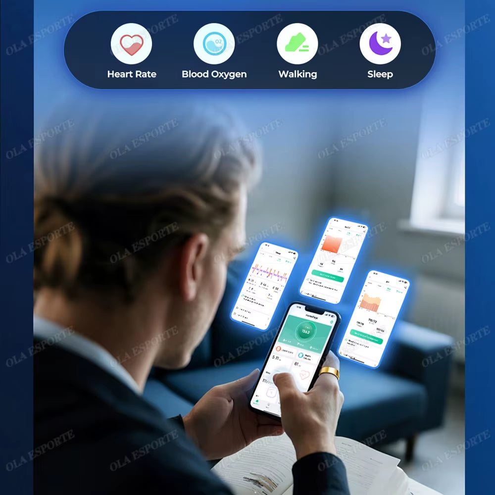 For Smart Ring Men Women Bluetooth Monitor Blood Heartrate Blood Oxygen Monitor Smartring Multisport 5ATM Waterproof 2025