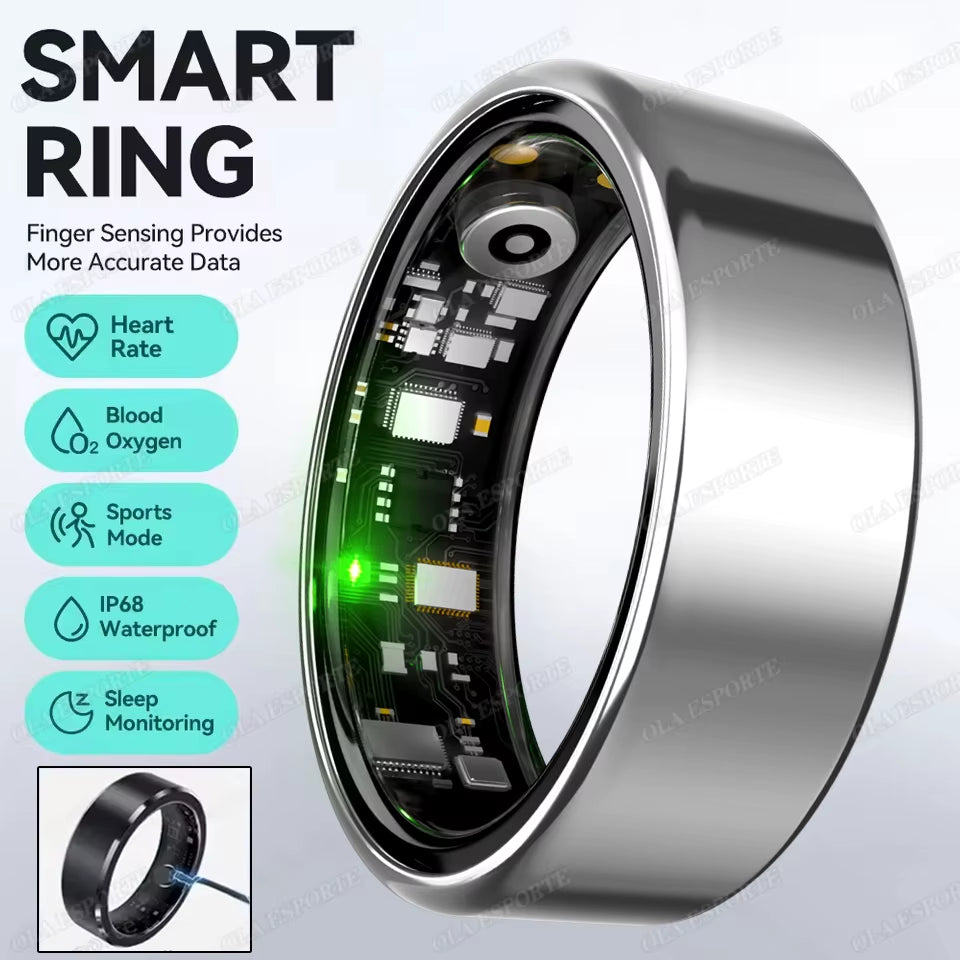 For Smart Ring Men Women Bluetooth Monitor Blood Heartrate Blood Oxygen Monitor Smartring Multisport 5ATM Waterproof 2025