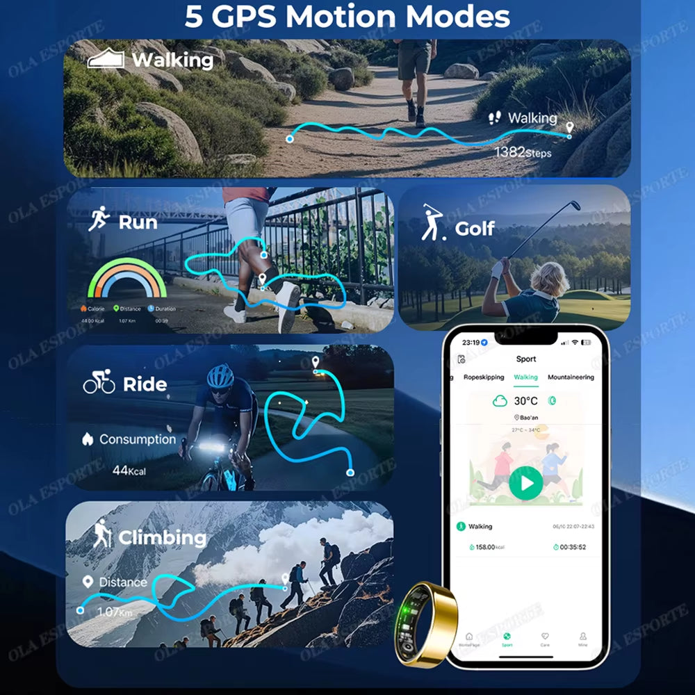 For Smart Ring Men Women Bluetooth Monitor Blood Heartrate Blood Oxygen Monitor Smartring Multisport 5ATM Waterproof 2025