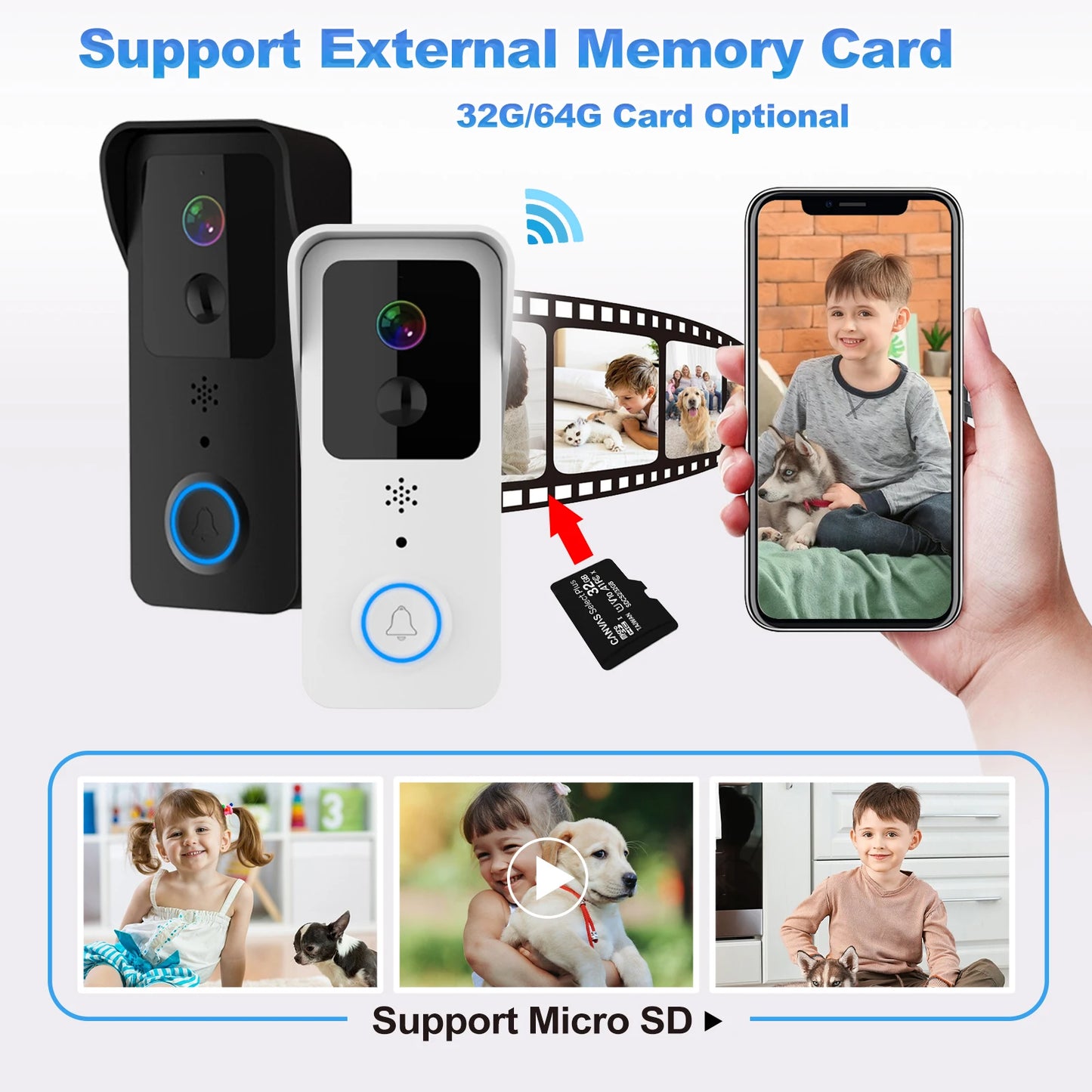 5G 2.4G Wifi Video Doorbell 1080P Tuya Smart Outdoor Wireless Intercom Waterproof Wireless Camera Ringing Bell